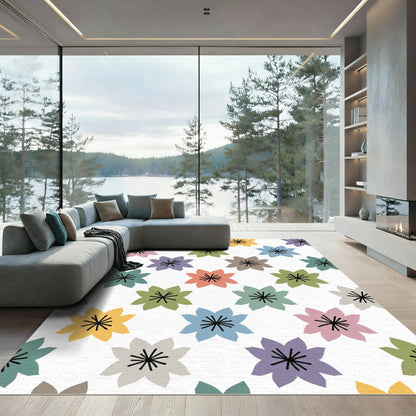 Pastel Flower Blossom Geometric Repeat Rug