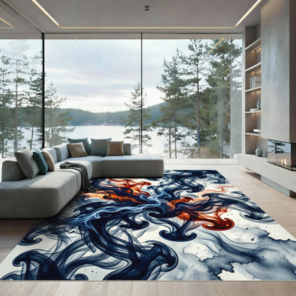 Flaming Fire Swirl Abstract Rug