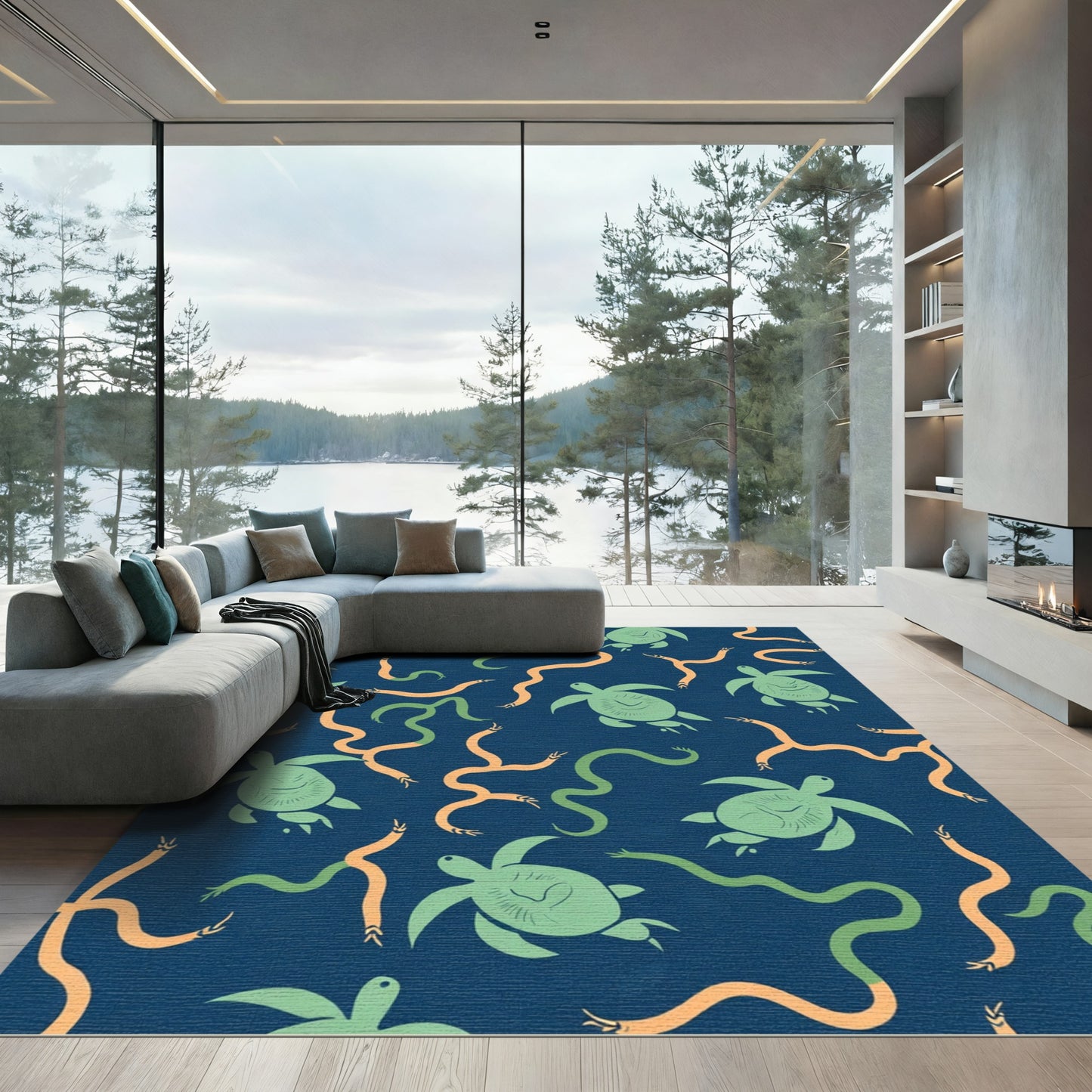 Marine Life Of Sea Turtles And Snakes Rug