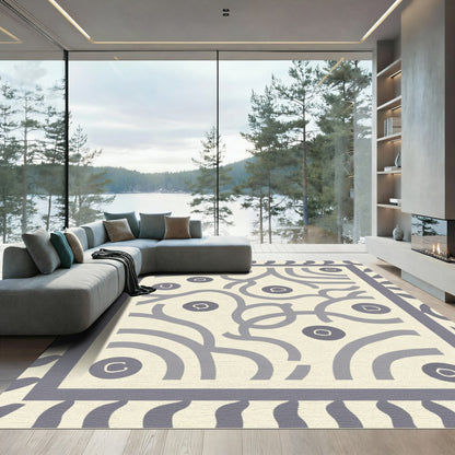 Soft Gray Organic Swirl Medallion Rug