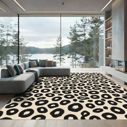 Classic Beige Leopard Spots Rug