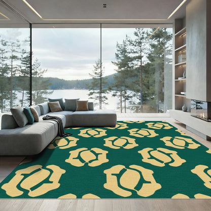 Golden Geometric Petal Medallion Rug