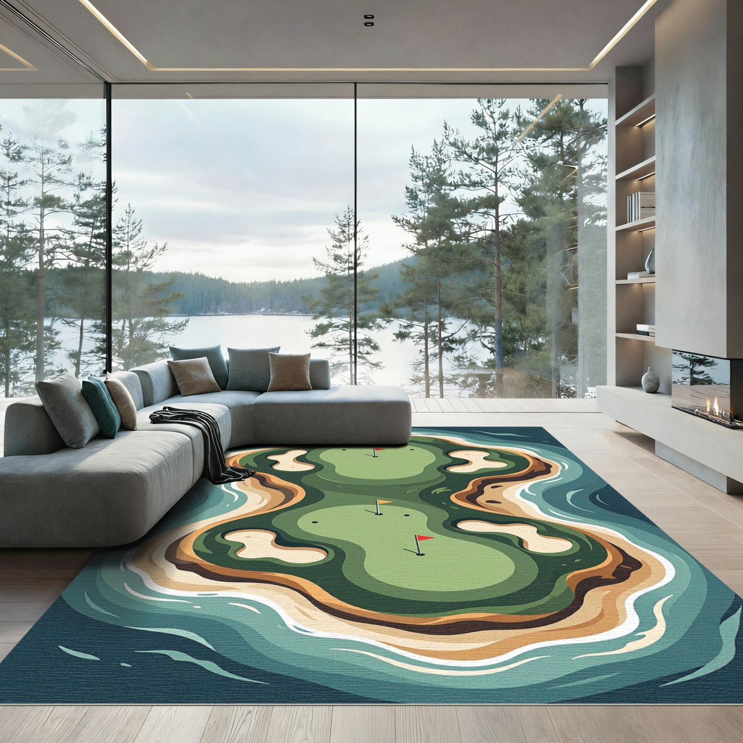 Golf Island Green Aerial View Rug
