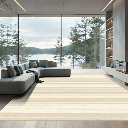 Neutral Tone Hand Drawn Stripe Rug