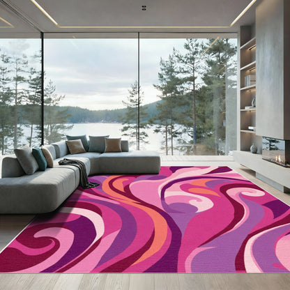 Retro Pink Swirl Flow Rug