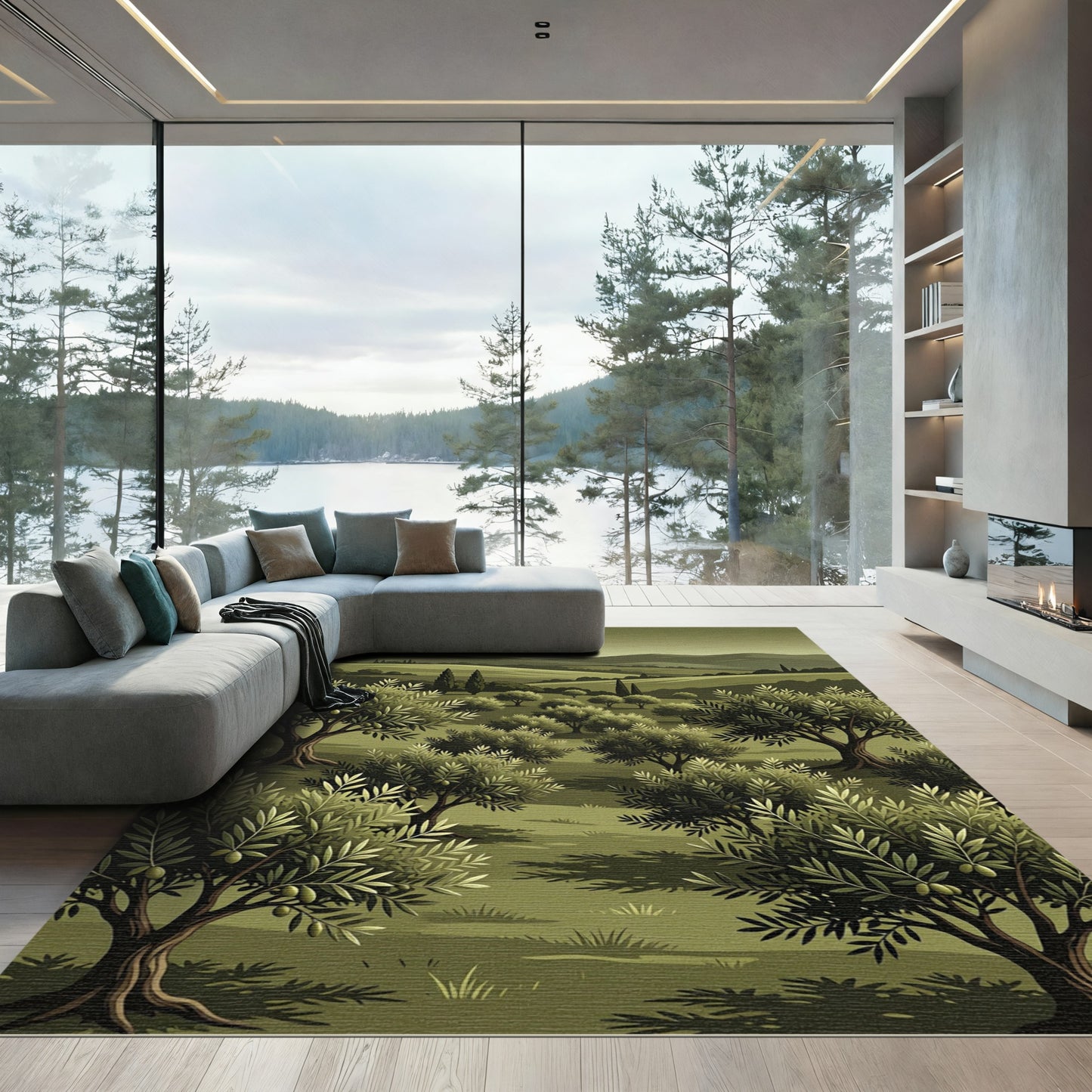 Mediterranean Olive Grove Landscape Rug