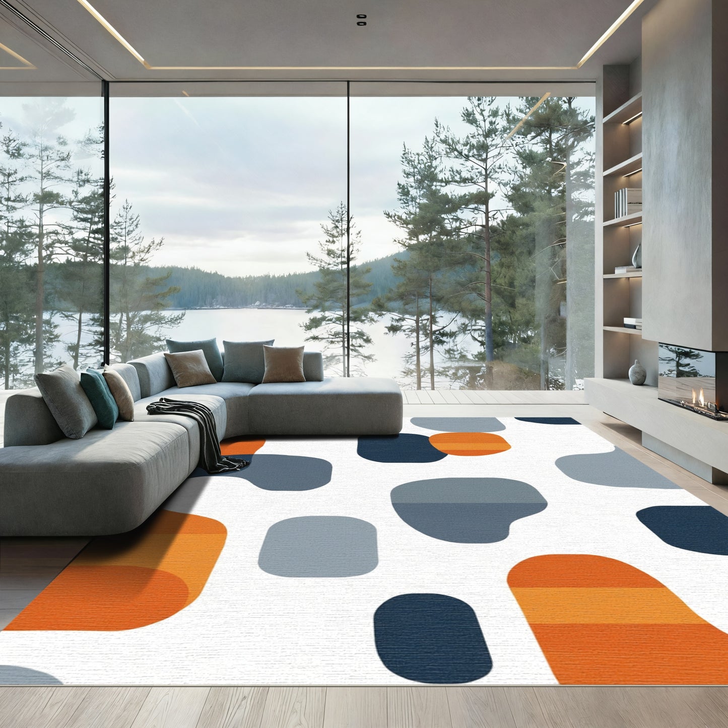 Abstract Organic Mid Century Shapes Rug