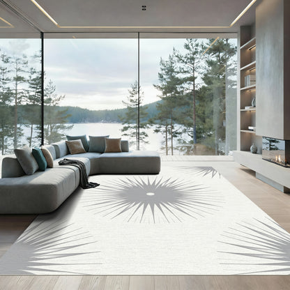 Gray Burst Starburst Medallion Rug