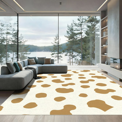 Gold Spotted Cream Contemporary Spot Rug