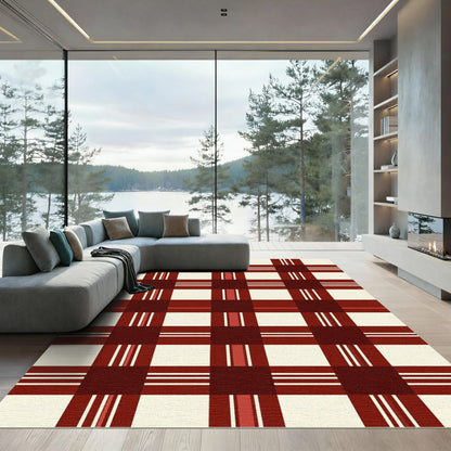 Classic Burgundy Plaid Tartan Rug
