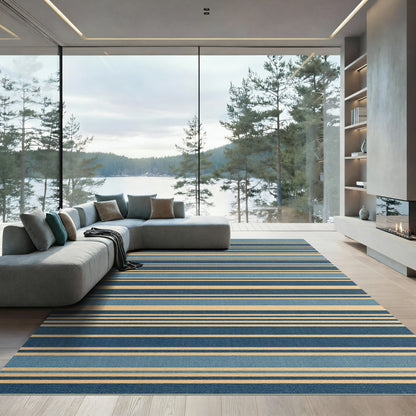 Modern Blue Striped Linear Area Rug