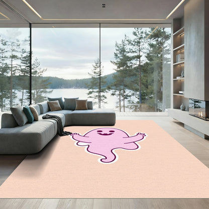 Playful Pink Ghost With Waving Arms Rug