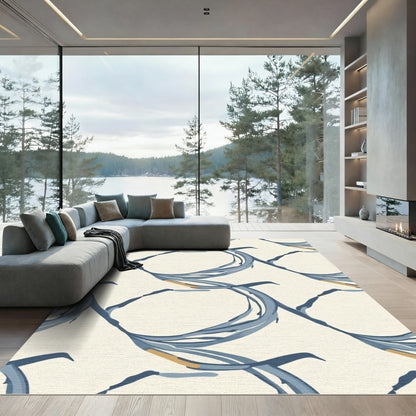 Navy Blue Flowing Organic Weave Rug