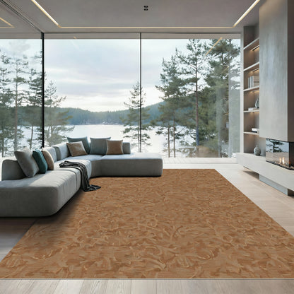 Earthy Bark Abstract Swirls Rug