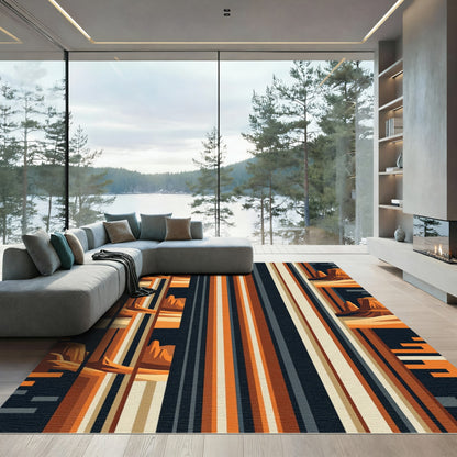 Desert Mesa Sunset Linear Earthy Rug