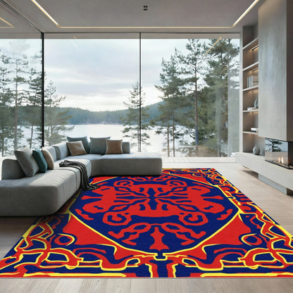 Bold Red Yellow Abstraction Rug