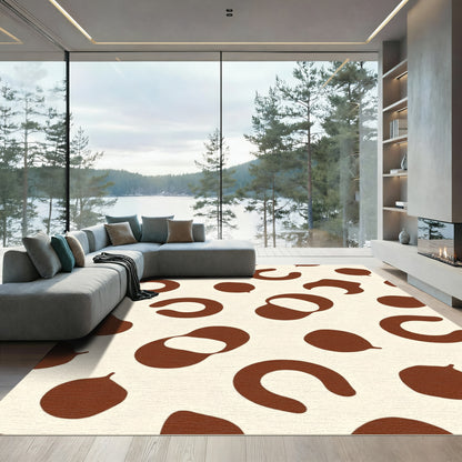 Brown Cream Abstract Ink Spots Rug