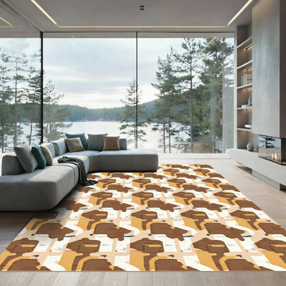 Warm Chocolate Graphic Abstract Rug