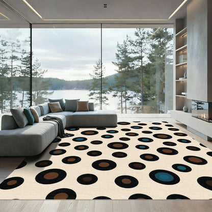 Mid Century Modern Polka Dot Circles Rug