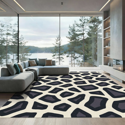 Cream Black Irregular Patch Rug