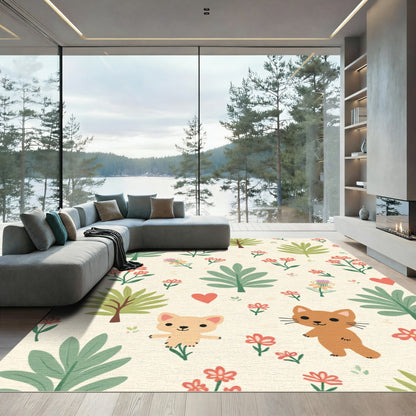 Whimsical Cat Floral Grove Rug