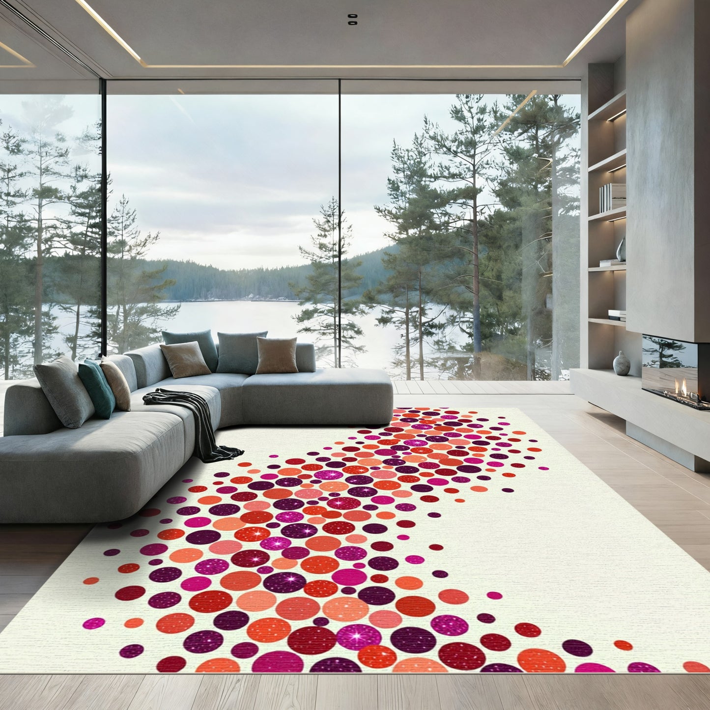 Sparkling Berry Bokeh Circles Rug
