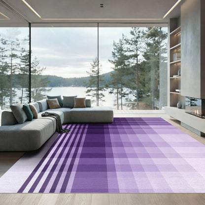 Dark Purple Plaid Gradient Lines Rug
