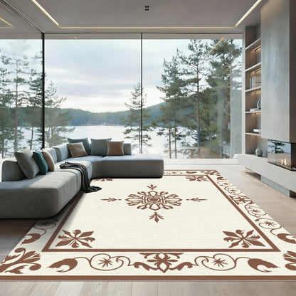Brown Ivory Classic Floral Medallion Rug