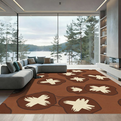 Brown Cream Mushroom Cluster Rug