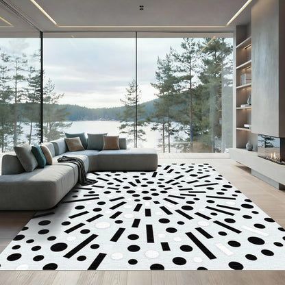 Dynamic Black White Circle Burst Rug