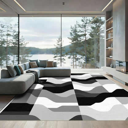 Monochromatic Wavy Geometric Form Rug