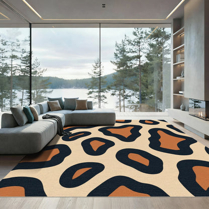 Tan Black Leopard Spots Rug