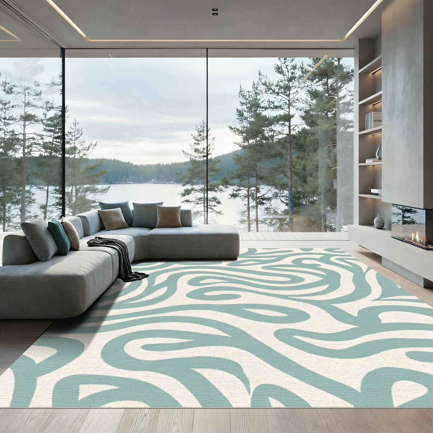 Coastal Blue Organic Swirl Rug