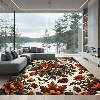 Autumnal Floral Bouquet Harvest Vine Rug