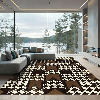 Brown and Cream Houndstooth Flags Rug