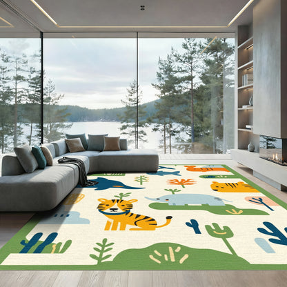 Playful Safari and Ocean Animals Rug