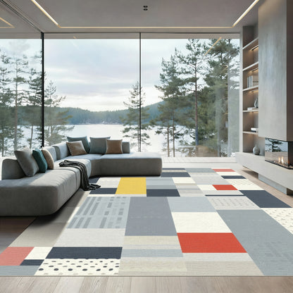Mid Century Modern Geometric Blocks Rug