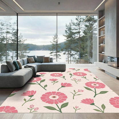 Pink Floral Arrangement Repeating Pattern Rug