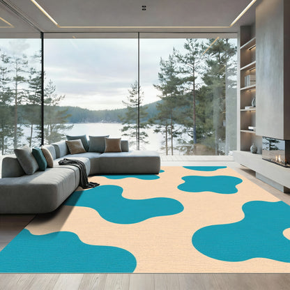 Teal Blob Abstract Surface Rug