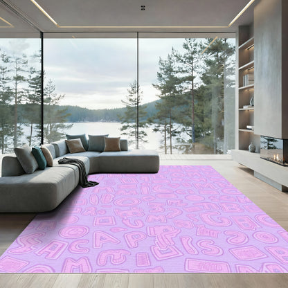 Pink Alphabet Collage Rug