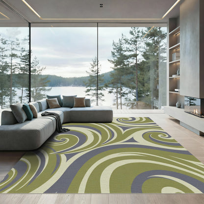 Earthy Swirls Abstract Curves Rug