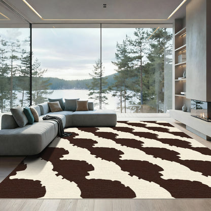 Brown and Cream Organic Wave Rug