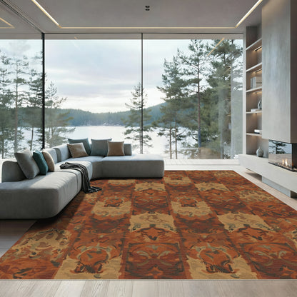 Earthy Ochre Baroque Stripe Rug