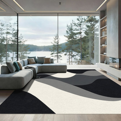 Monochromatic Abstract Flowing Landscape Rug