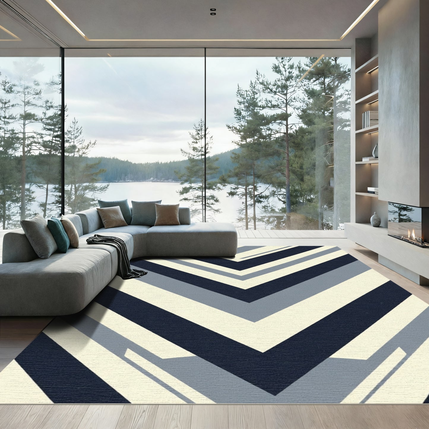 Chevron Stripes Abstract Rug