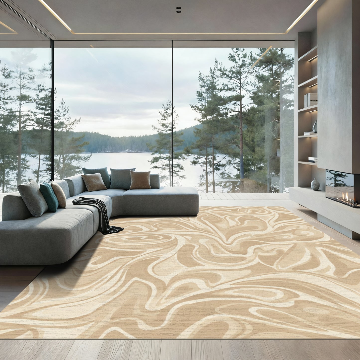 Earthy Swirl Abstraction Rug