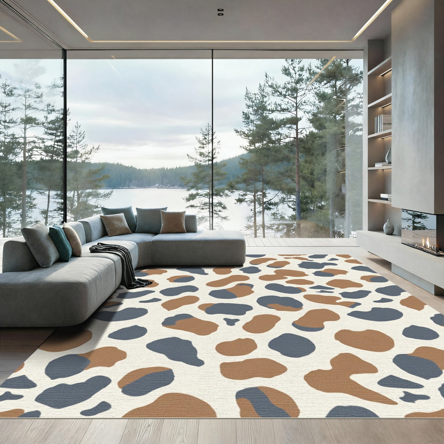 Modern Abstract Camouflage Spots Rug