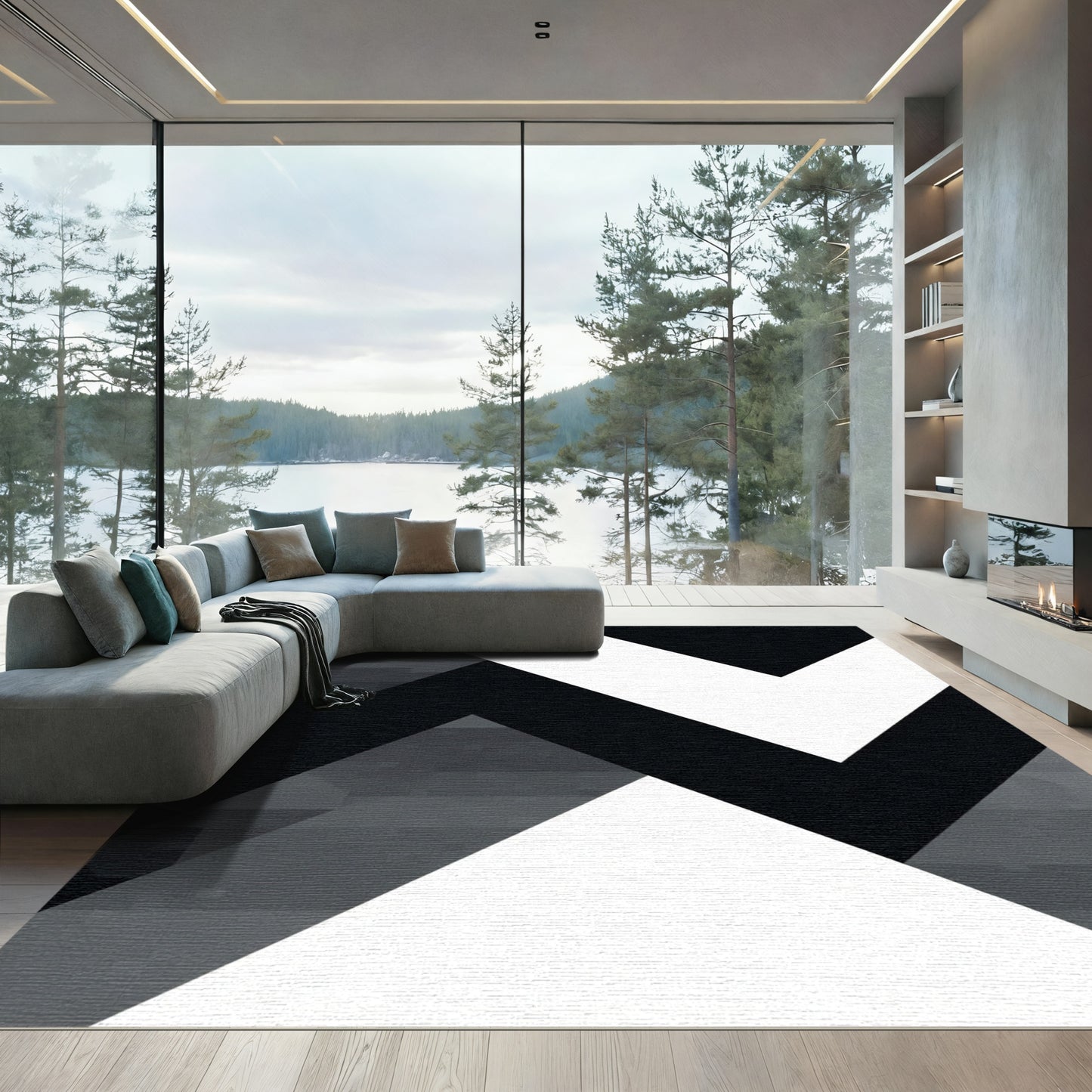 Monochromatic Angular Geometric Lines Rug