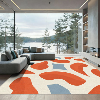 Terracotta Blue Organic Shapes Rug