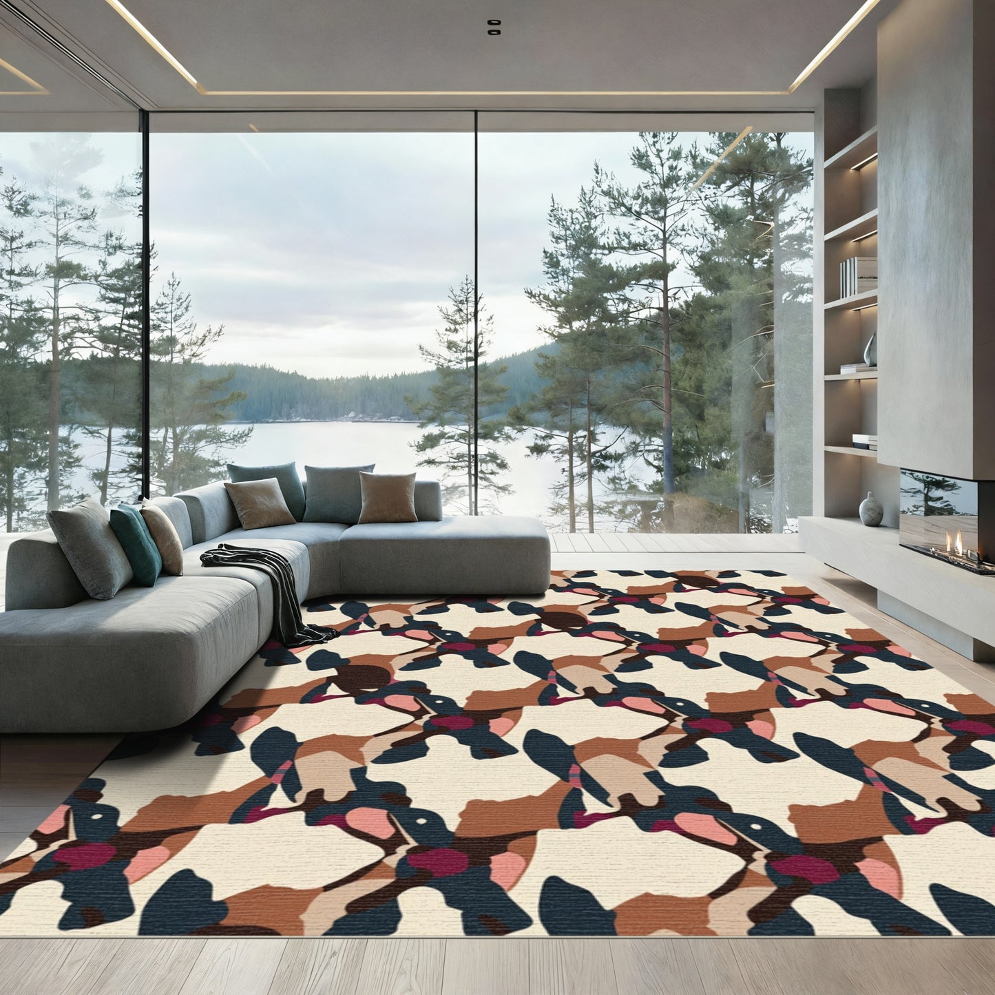 Abstract Earthy Organic Overlay Rug